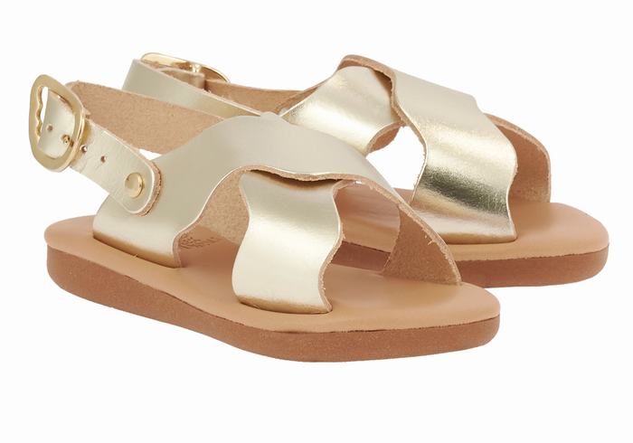 Kids' Ancient Greek Sandals Little Atokos Soft Casual Sandals Gold White | ZOT2914TL