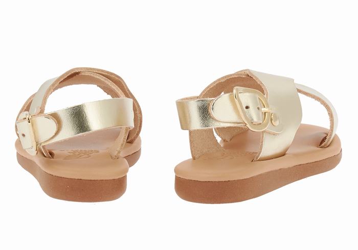 Kids' Ancient Greek Sandals Little Atokos Soft Casual Sandals Gold White | ZOT2914TL