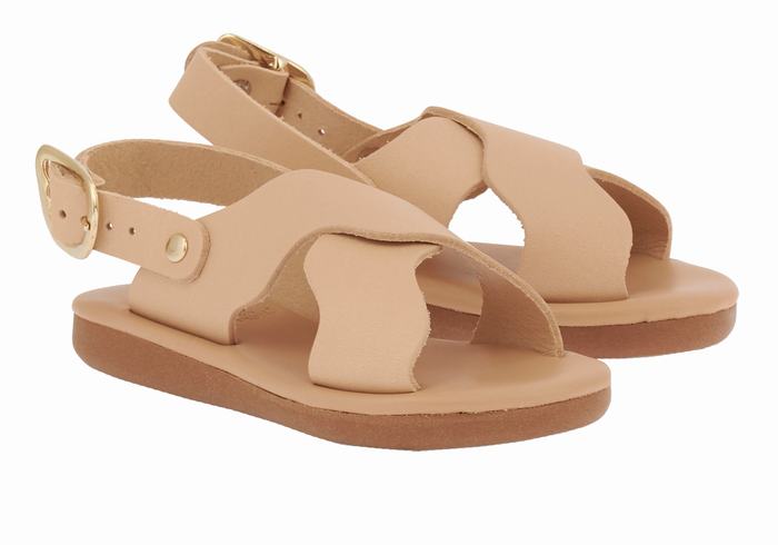 Kids' Ancient Greek Sandals Little Atokos Soft Casual Sandals Beige | FKM8130EB