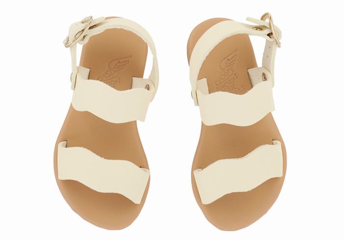 Kids' Ancient Greek Sandals Little Calamos Soft Casual Sandals White | PSL312QP