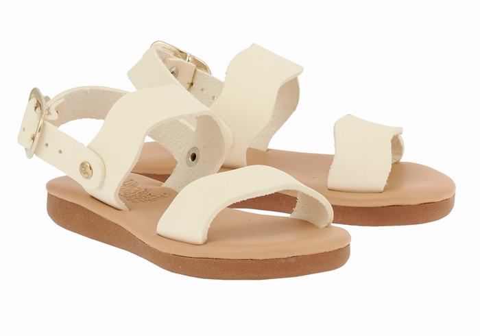 Kids' Ancient Greek Sandals Little Calamos Soft Casual Sandals White | PSL312QP