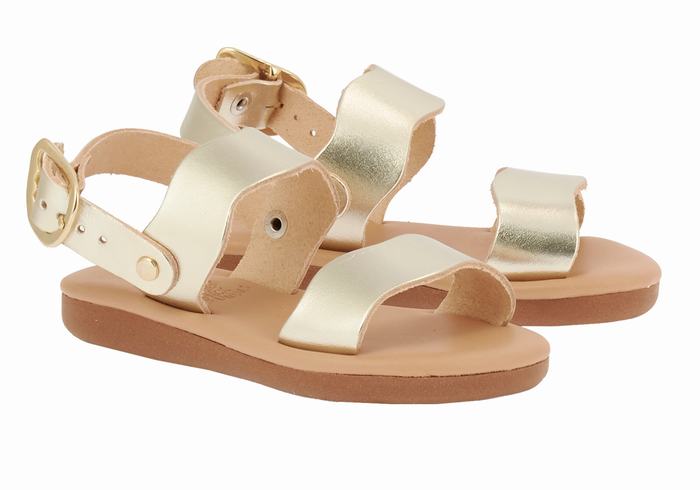 Kids' Ancient Greek Sandals Little Calamos Soft Casual Sandals Gold White | BFI5641SQ