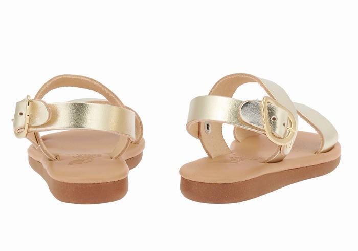 Kids' Ancient Greek Sandals Little Calamos Soft Casual Sandals Gold White | BFI5641SQ