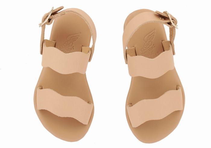 Kids' Ancient Greek Sandals Little Calamos Soft Casual Sandals Beige | ATA5827XK