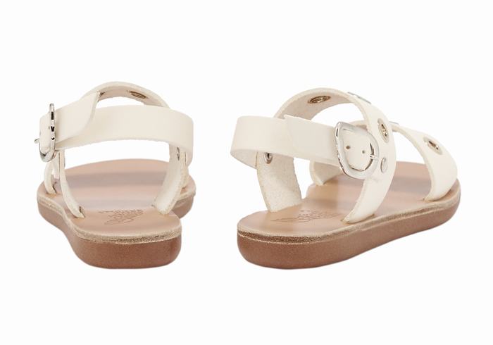 Kids' Ancient Greek Sandals Little Clio Eyelets Soft Casual Sandals White | HHJ9012VP