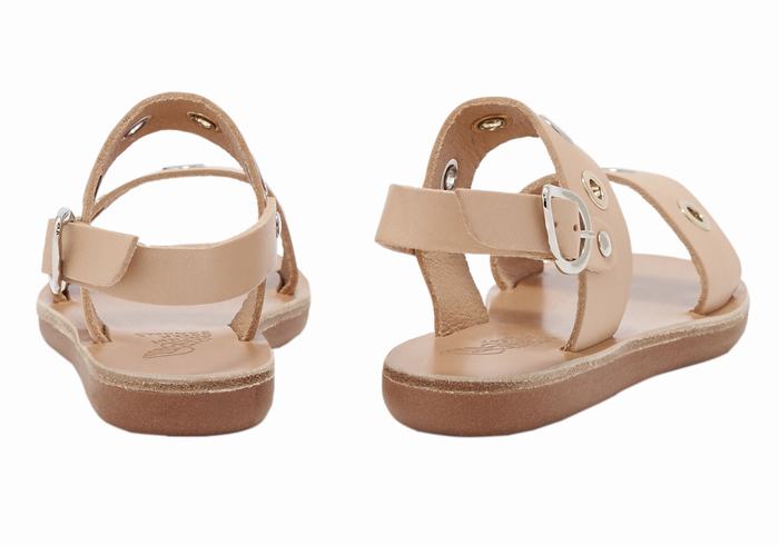 Kids' Ancient Greek Sandals Little Clio Eyelets Soft Casual Sandals Beige | SKU2613JZ