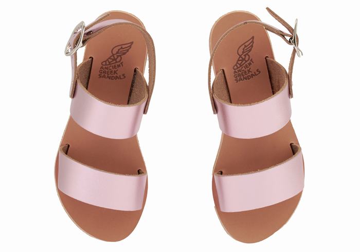 Kids' Ancient Greek Sandals Little Clio Soft Casual Sandals Pink | ACH9946VT