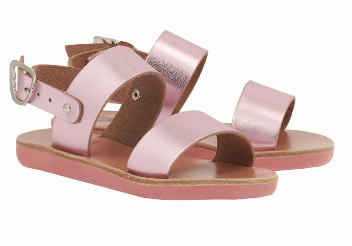 Kids' Ancient Greek Sandals Little Clio Soft Casual Sandals Pink | ACH9946VT