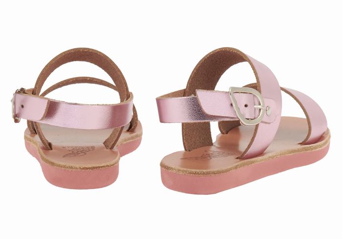 Kids' Ancient Greek Sandals Little Clio Soft Casual Sandals Pink | ACH9946VT