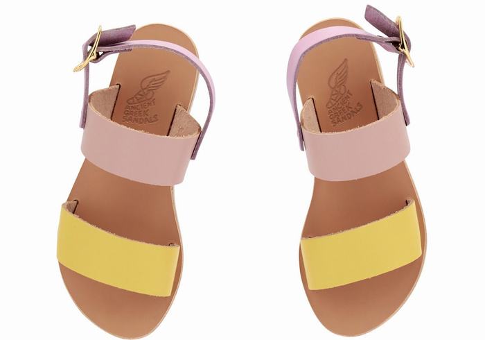 Kids' Ancient Greek Sandals Little Clio Soft Casual Sandals Yellow Pink Purple | QQM4831VB