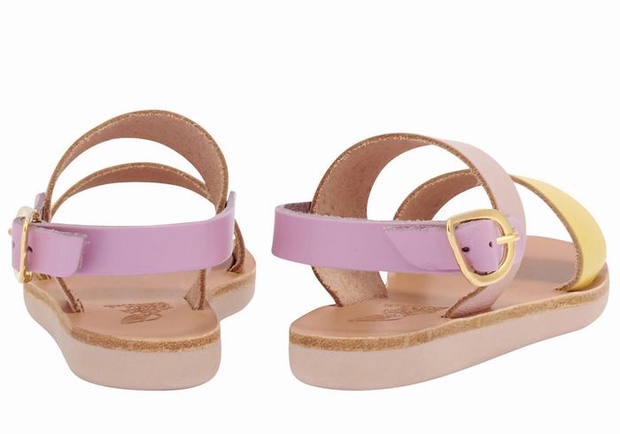 Kids' Ancient Greek Sandals Little Clio Soft Casual Sandals Yellow Pink Purple | QQM4831VB