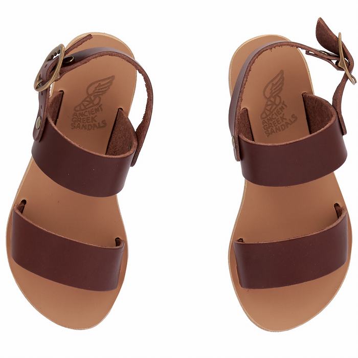 Kids' Ancient Greek Sandals Little Clio Soft Casual Sandals Coffee | HUJ4899TE