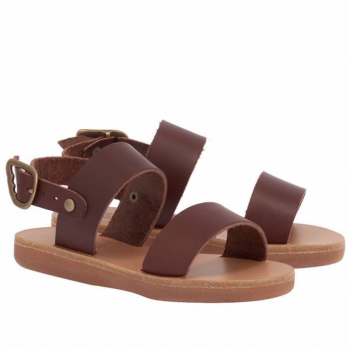 Kids' Ancient Greek Sandals Little Clio Soft Casual Sandals Coffee | HUJ4899TE