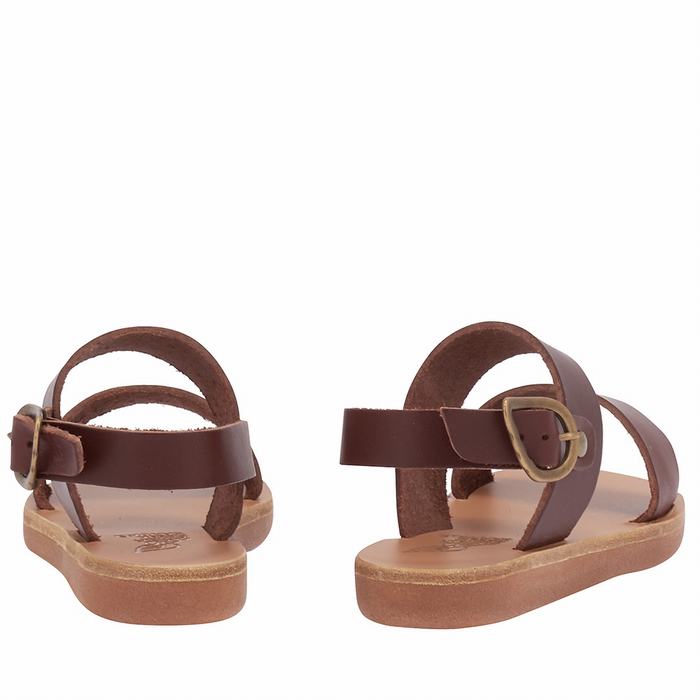 Kids' Ancient Greek Sandals Little Clio Soft Casual Sandals Coffee | HUJ4899TE