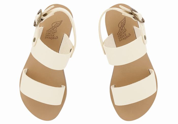 Kids' Ancient Greek Sandals Little Clio Soft Casual Sandals White | ODJ8837GY