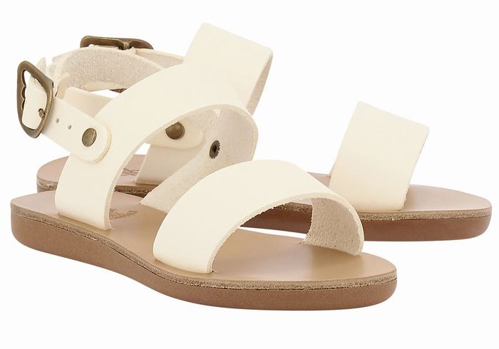 Kids' Ancient Greek Sandals Little Clio Soft Casual Sandals White | ODJ8837GY