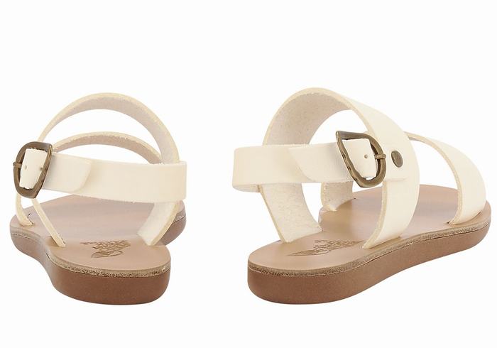 Kids' Ancient Greek Sandals Little Clio Soft Casual Sandals White | ODJ8837GY