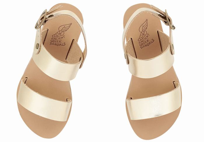 Kids' Ancient Greek Sandals Little Clio Soft Casual Sandals Gold White | FFT2747QL