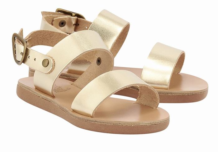 Kids' Ancient Greek Sandals Little Clio Soft Casual Sandals Gold White | FFT2747QL