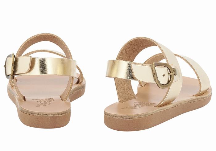 Kids' Ancient Greek Sandals Little Clio Soft Casual Sandals Gold White | FFT2747QL