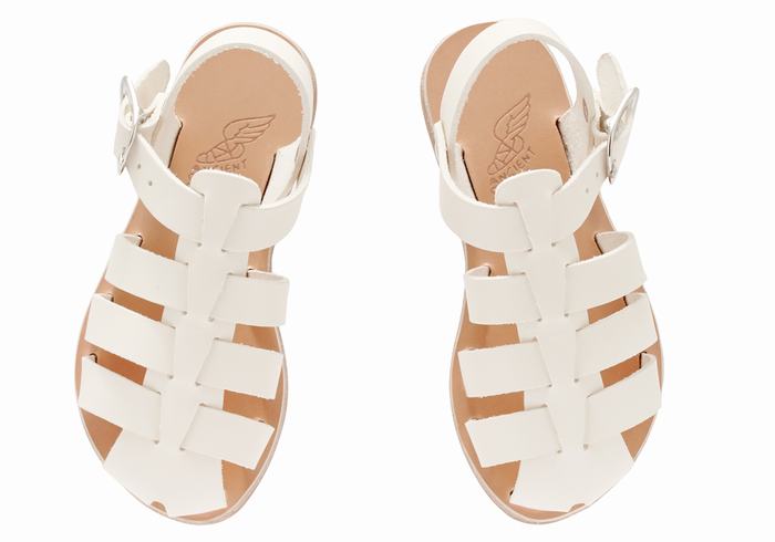 Kids' Ancient Greek Sandals Little Ektoras Soft Fisherman Sandals White | OVN8975RB