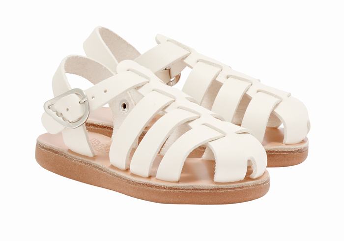 Kids' Ancient Greek Sandals Little Ektoras Soft Fisherman Sandals White | OVN8975RB