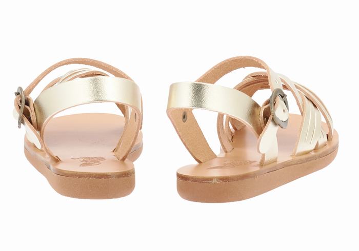 Kids' Ancient Greek Sandals Little Electra Soft Flat Sandals Gold White | PJM2121XZ