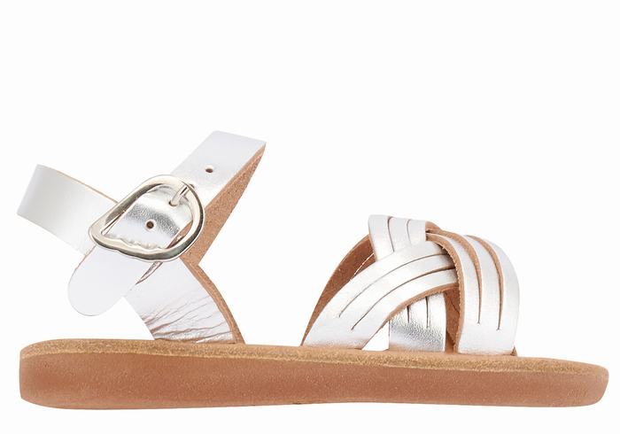 Kids\' Ancient Greek Sandals Little Electra Soft Flat Sandals Silver | CMS6934NQ