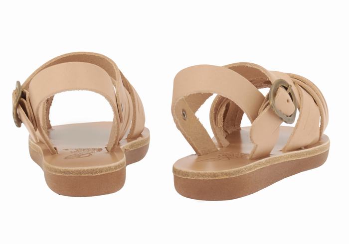 Kids' Ancient Greek Sandals Little Electra Soft Flat Sandals Beige | FHC7531WZ