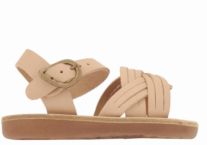 Kids\' Ancient Greek Sandals Little Electra Soft Flat Sandals Beige | FHC7531WZ