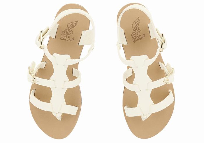 Kids' Ancient Greek Sandals Little Grace Kelly Soft Flat Sandals White | PZX6141YT