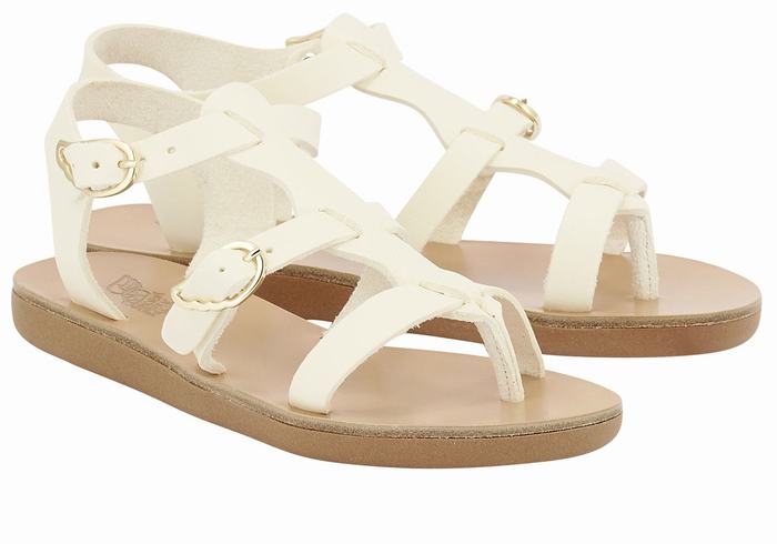 Kids' Ancient Greek Sandals Little Grace Kelly Soft Flat Sandals White | PZX6141YT