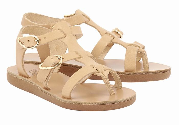 Kids' Ancient Greek Sandals Little Grace Kelly Soft Flat Sandals Beige | PZD1626TZ