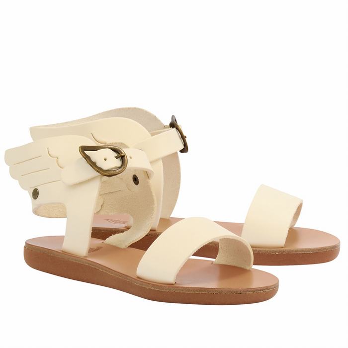 Kids' Ancient Greek Sandals Little Ikaria Soft Casual Sandals White | PYS495EP