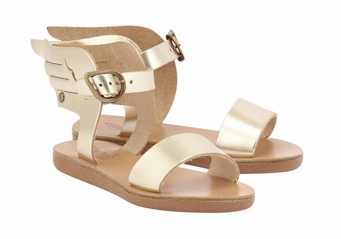 Kids' Ancient Greek Sandals Little Ikaria Soft Casual Sandals Gold White | OSD2646YI