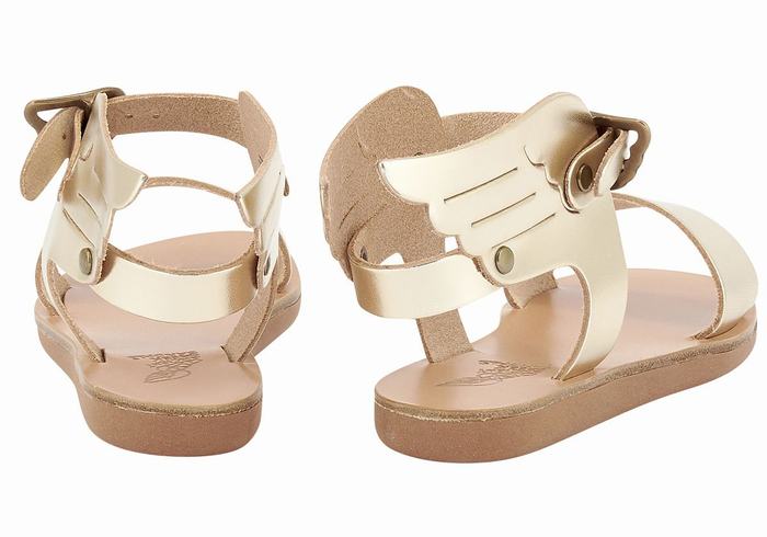 Kids' Ancient Greek Sandals Little Ikaria Soft Casual Sandals Gold White | OSD2646YI