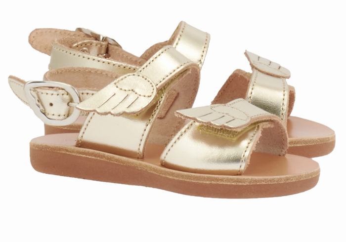 Kids' Ancient Greek Sandals Little Iliada Soft Casual Sandals Gold White | UHE6965ZG