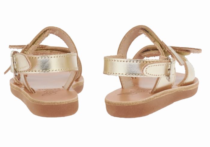 Kids' Ancient Greek Sandals Little Iliada Soft Casual Sandals Gold White | UHE6965ZG