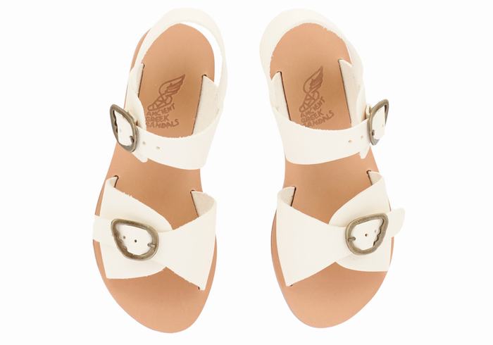 Kids' Ancient Greek Sandals Little Irini Soft Casual Sandals White | EDV2478TD