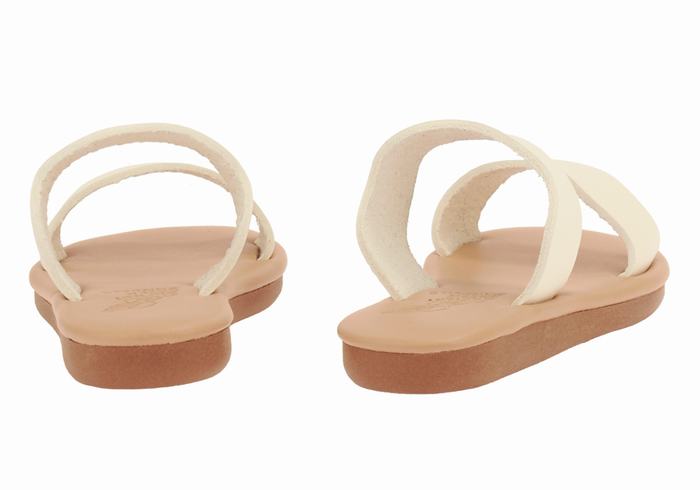 Kids' Ancient Greek Sandals Little Kastos Soft Slide Sandals White | OOV4713NC