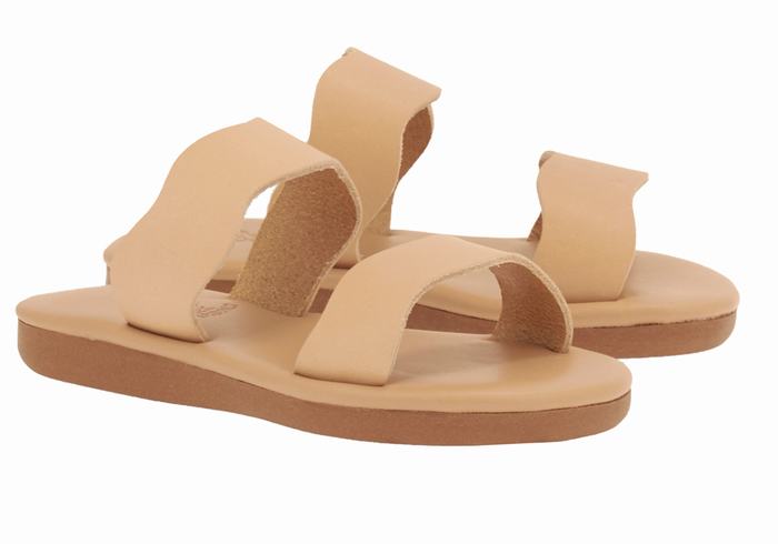 Kids' Ancient Greek Sandals Little Kastos Soft Slide Sandals Beige | NAS9654XR