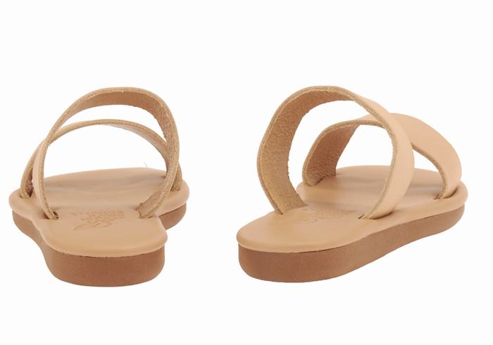 Kids' Ancient Greek Sandals Little Kastos Soft Slide Sandals Beige | NAS9654XR