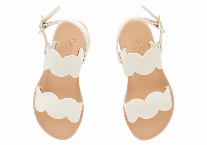 Kids' Ancient Greek Sandals Little Koxili Soft Flat Sandals White | ETO6564GR