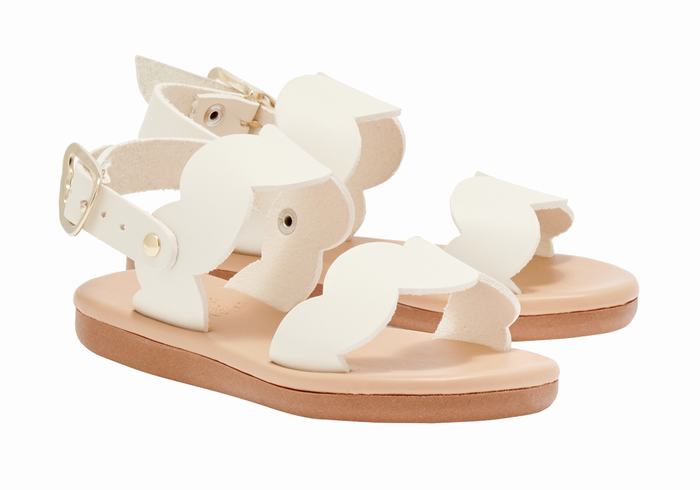 Kids' Ancient Greek Sandals Little Koxili Soft Flat Sandals White | ETO6564GR