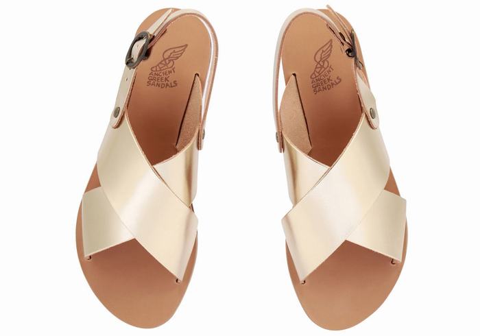 Kids' Ancient Greek Sandals Little Maria Soft Casual Sandals Gold White | IPG6263ZA