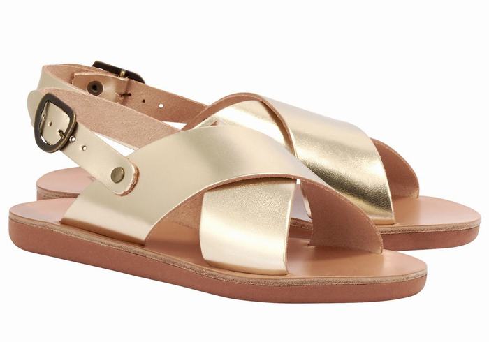 Kids' Ancient Greek Sandals Little Maria Soft Casual Sandals Gold White | IPG6263ZA