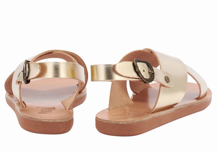 Kids' Ancient Greek Sandals Little Maria Soft Casual Sandals Gold White | IPG6263ZA