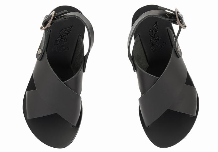 Kids' Ancient Greek Sandals Little Maria Soft Casual Sandals Black | VBN7178QI