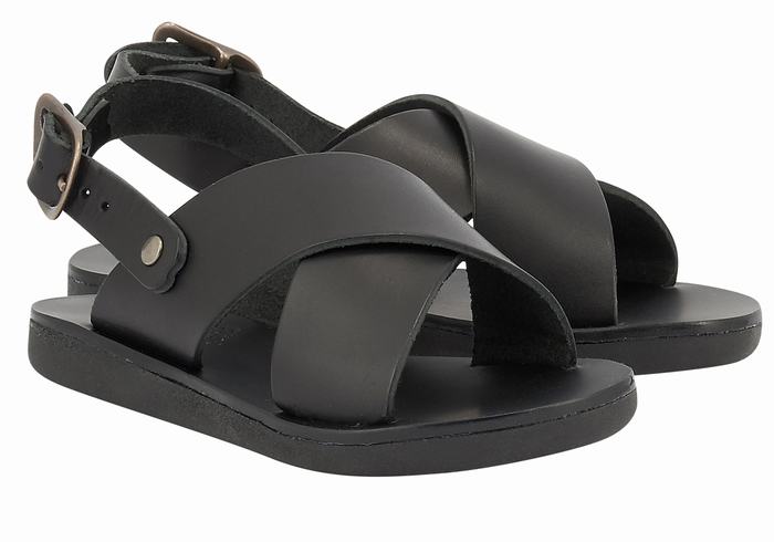 Kids' Ancient Greek Sandals Little Maria Soft Casual Sandals Black | VBN7178QI