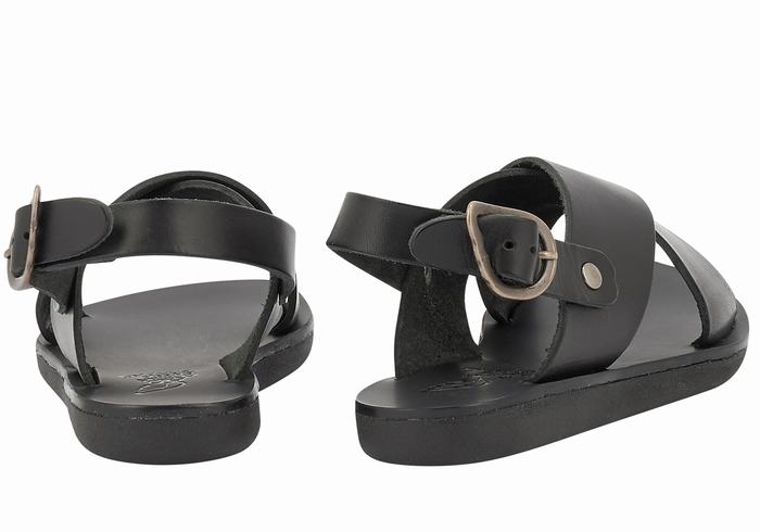 Kids' Ancient Greek Sandals Little Maria Soft Casual Sandals Black | VBN7178QI